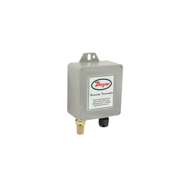Water-resistant humidity transmitter with sintered filter, 3% accuracy, 0-5 VDC humidity output.